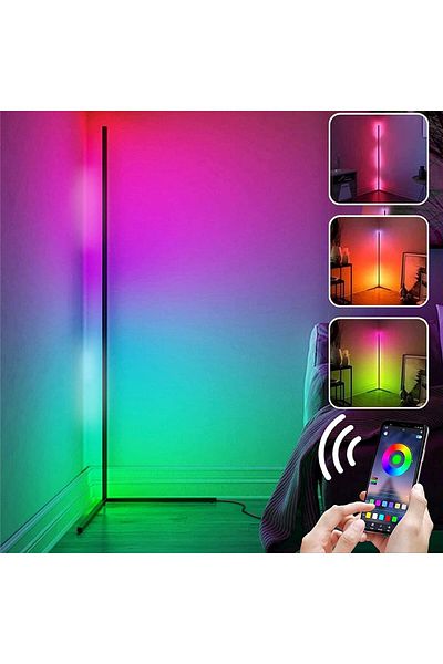 COOYA مصباح أرضي RGB، مع مزامنة الموسيقى والتحكم عبر تطبيق Bluetooth، لتزيين غرفة المعيشة وغرفة النوم