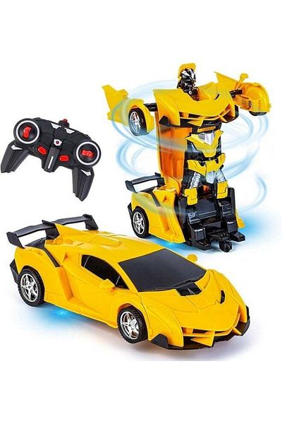 COOYA Rc Transforming Car Robot Toys, Lights 2.4ghz Rechargeable 360 Rotating Stunt Toys