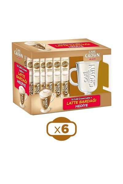 Ülker Cafe Crown Latte 16 Pack + 6 Glasses with Gift