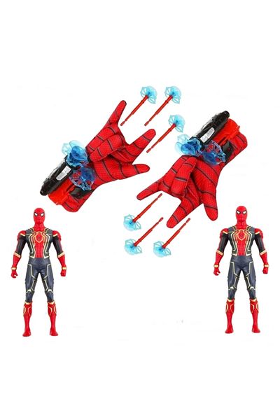 Depox Set de două mănuși cu ventuze și figurină Spiderman, IdeallStore®, roșu