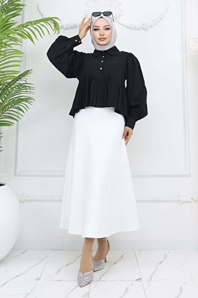 benguen Pleated Short Shirt - Black 2248