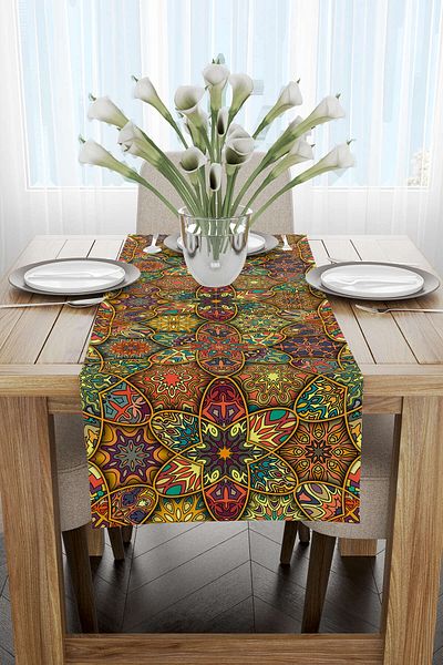Cango Home Brown Vintage Ethnic Patterned Digital Printed Runner Otyk273-Rn