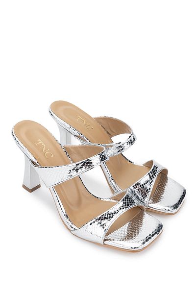 Tamer Tanca Women's Vegan Silver Heeled Slippers