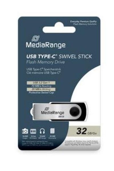 MediaRange Stick USB MediaRange MR1952, USB 3.2 Gen 1, Type-C, 32GB (Negru/Argintiu)