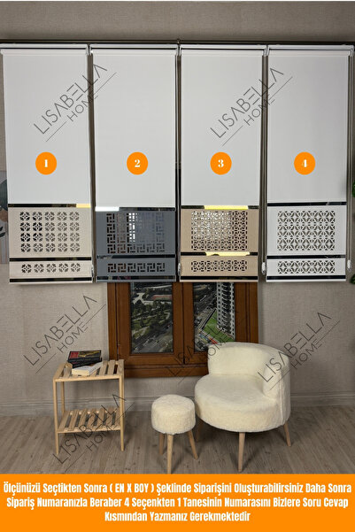 LisabellaHome TriLuxe 3 Çıtalı Lazer Kesim Stor - (ÜRÜNÜNÜZÜ SEÇMEYİ UNUTMAYIN!)