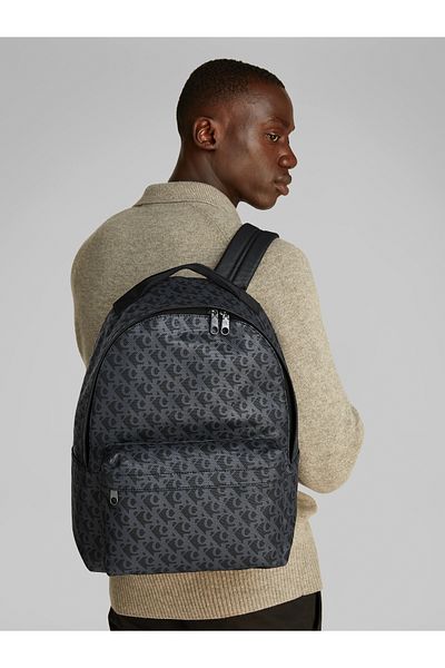 Calvin Klein Calvin Klein Black Matte Aop Center Zip Backpack