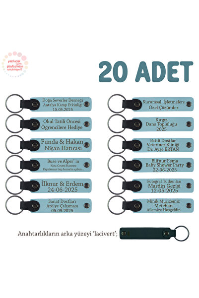 miawiki مجموعة من 20 سلسلة مفاتيح تذكارية مع رسالة من معلم الفصل الدراسي، تذكار المدرسة، أزرق سماوي وأزرق داكن