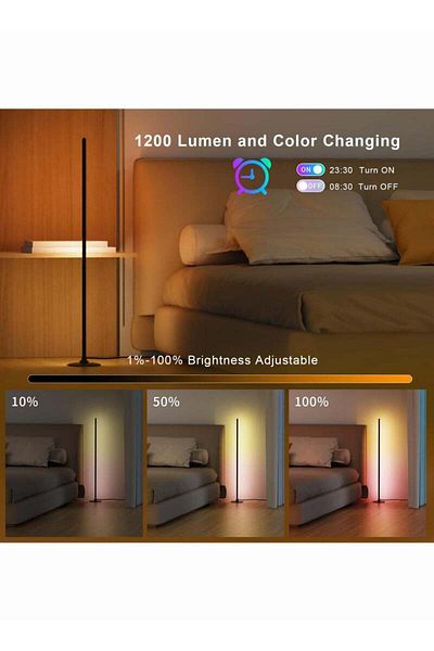 COOYA مصباح أرضي قائم RGB مع جهاز تحكم عن بعد، قابل للتعتيم لغرفة المعيشة وغرفة النوم والمكتب