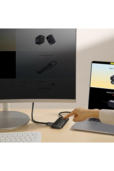 Baseus HUB USB Baseus Lite, 2x USB 3.0, HDMI, USB-C, TF/SD, 100 W (Negru)