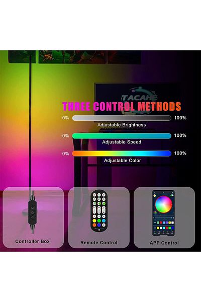 COOYA RGB LED Floor Lamp With Base, With Remote Control, Dimmable DIY Modern Floor Lamp With Music Sync