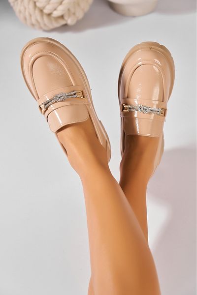 Joana Women's casual shoes Nude made of ecological patent leather Diona3