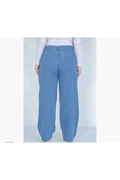 TRENDNATUREL Ramrod Plus Size Extra Super High Waist Lycra Light Blue Palazzo Loose Jean Trousers