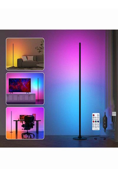 COOYA مصباح أرضي قائم RGB مع جهاز تحكم عن بعد، قابل للتعتيم لغرفة المعيشة وغرفة النوم والمكتب