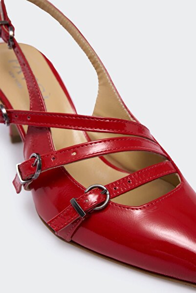 Favgi Rebisbe Kırmızı Rugan Kadın Topuklu Ayakkabı