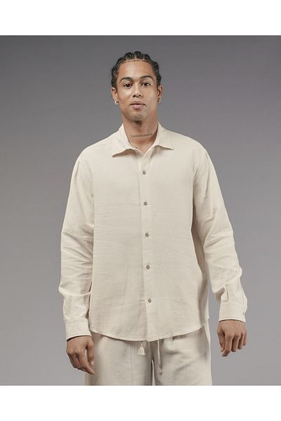 Butik TREND BIZ Πουκάμισο από ύφασμα μουσελίνας κανονική εφαρμογή