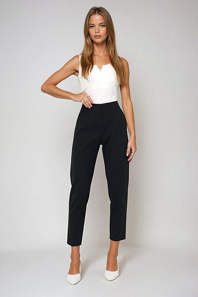 VAGGON Women's Black High Waist Carrot Pants Prmx12656