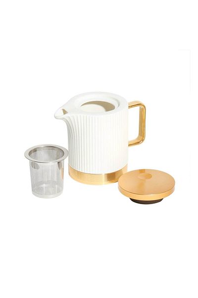 VAV GET 16-Piece Porcelain Coffee & Tea Set for 6 Cups, Saucers, Tray, Pot, Sugar & Creamer