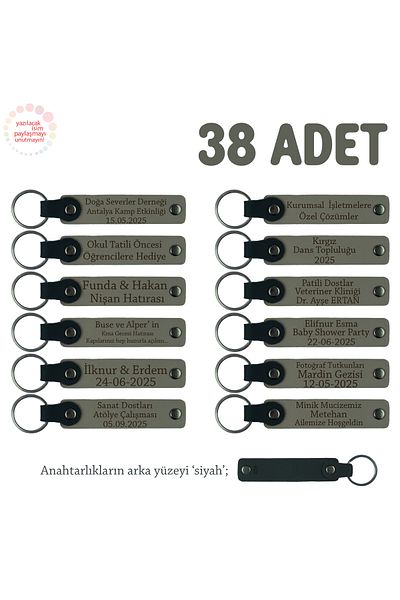 Miaju Ash Gray & Black, Souvenir Keychain Set of 38 with Message and Name Written for New Year Celebration