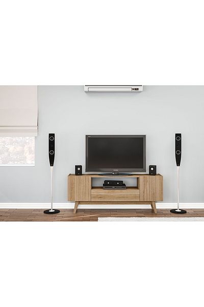 POLITORNO 50" TV Table with Shelves for Living Room and Home