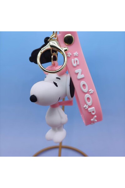 Miniso 6 cm Belle Snoopy Cute Doll Keychain On The Phone Pendent Silicone Car Couple Keychain For Bags Pend