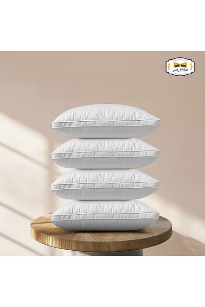 Gerenic 4 hotel pillows, 100% cotton, size 75 x 50 cm - white