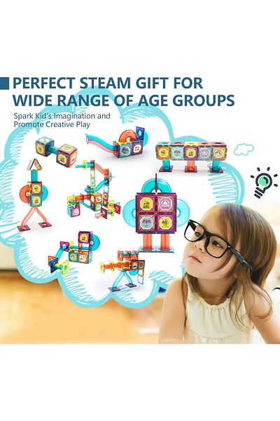 COOYA Magnetic Building Blocks Educational Toys, Ball Track and 3D Stacking Construction Set