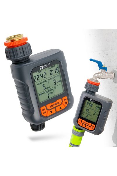 VİOLLA Easy to control digital garden watering timer for daily automatic watering with rain sensor for watering grass, plants and flowers.