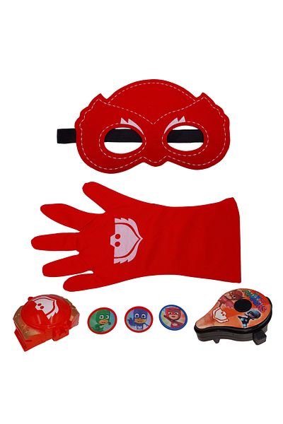 Depox Set de mănuși și accesorii IdeallStore® Heroes in Pyjamas, Bufniță misterioasă, mărime universală, roșu