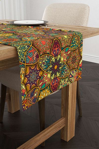 Cango Home Brown Vintage Ethnic Patterned Digital Printed Runner Otyk273-Rn