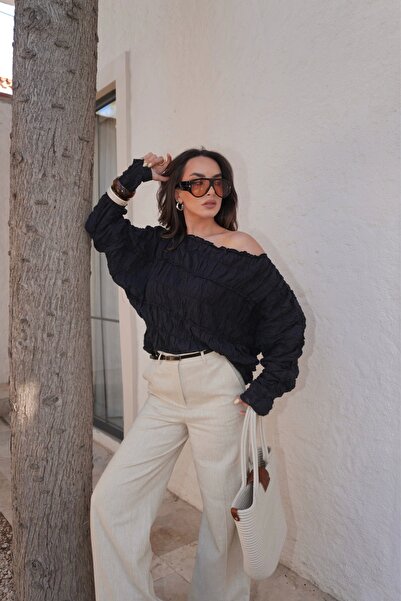 Eka Women's Black Gimped Blouse 1040-4066