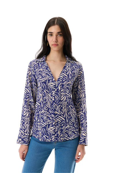 Mudo Printed V-Neck Shirt Bluz