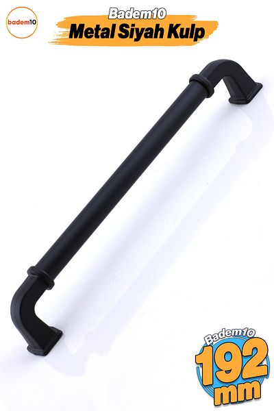Badem10 Mâner Alfa Metal Negru Mat 192 mm 19,2 cm Sertar de mobilier Dulap de bucătărie Dulap Capac Mâner Mâner