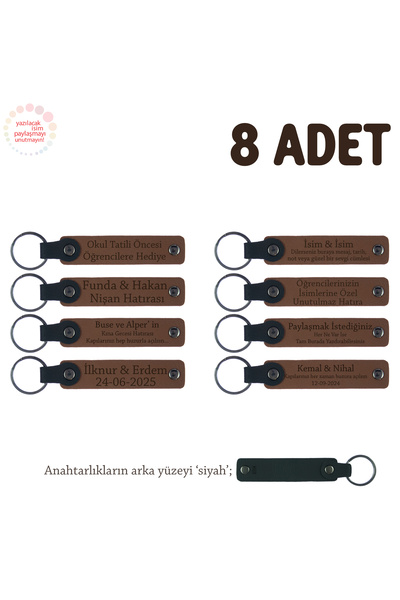 Asortishey Set of 8, Gift Souvenir Keychain, Light Brown & Black, Special for...