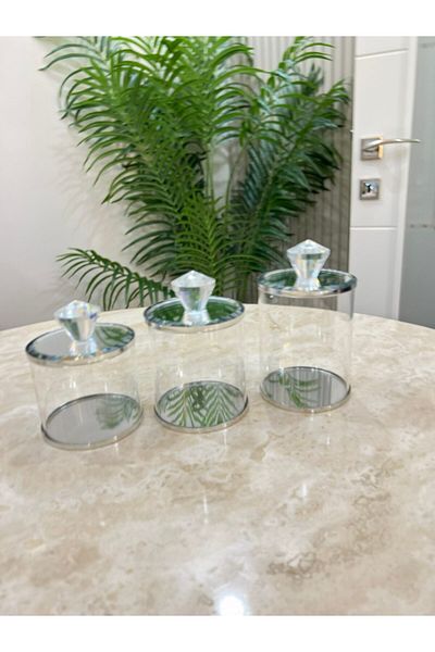 PONCİKPAZAR 3-Piece Diamond Detail Multi-Purpose Decoration Box