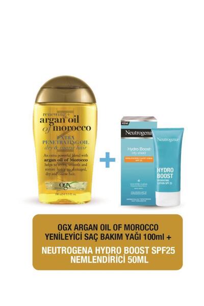 OGX Argan Oil Of Morocco Saç Bakım Yağı + Neutrogena Hydro Boost SPF25 Nemlen...