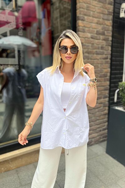 Eswomes قميص مبطن من الخلف باللون الأبيض