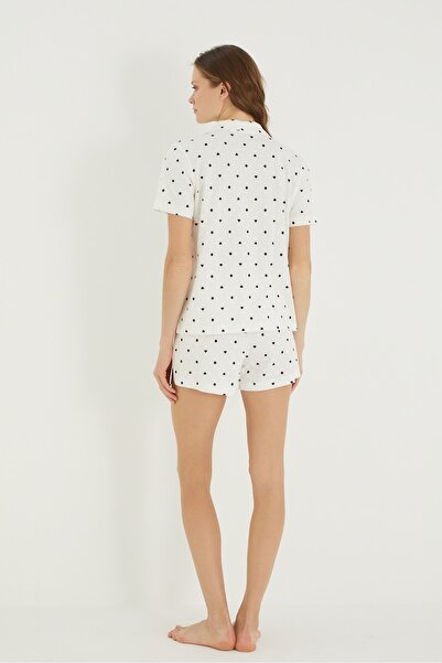 İPEKTENİM Set de pijamale, cămașă cu nasturi, cu model cu buline
