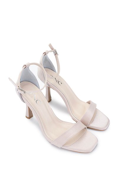 Tamer Tanca Women's Vegan Beige Satin Heeled Shoes