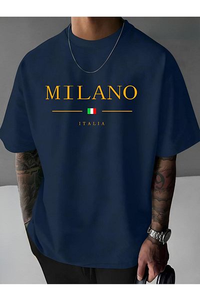 trendgar Tricou bleumarin cu imprimeu Milano