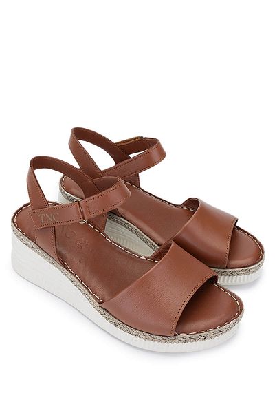Tamer Tanca Women's Genuine Leather Tan Comfort Sandals