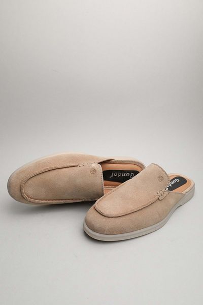 Gondol Men's Genuine Leather Classic Slippers Beige Suede 41 Ttx.315