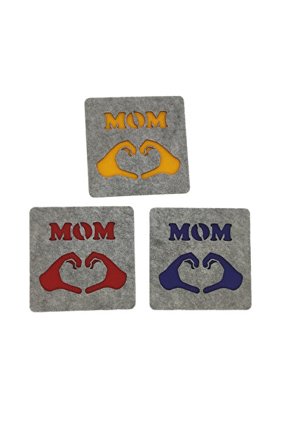 Anneler Günü Özel Keçe 4lü Bardak Altlığı Seti Best Mom