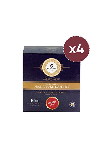 Hisar Kahve Hazır Damla Sakızlı Türk Kahvesi Şekerli 12'li (X4)