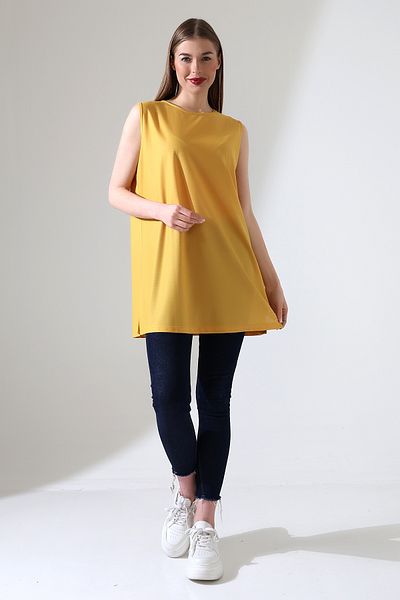 Talsmoda Tals Moda Yellow Color Wide Fit Zero Sleeve Bulz & Tunic