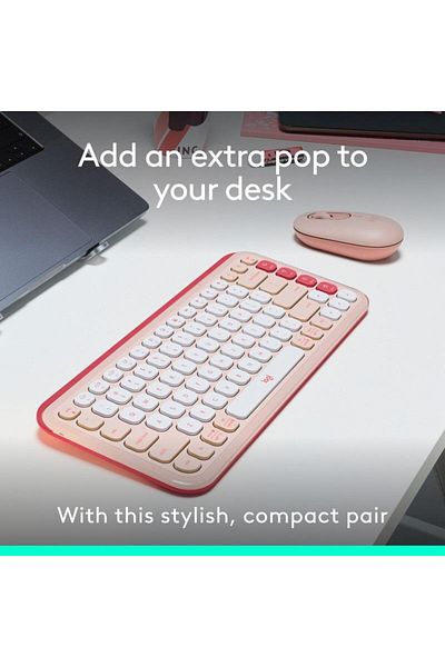 logitech Kit tastatura si mouse Logitech Pop Icon Combo, Bluetooth, Layout US (Roz)