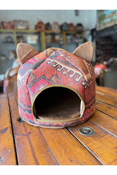 KİLİM DESENLİ KUMAŞ KEDİ EVİ 39x39x30cm