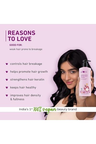 PLUM Onion and Biotin Shampoo for Hairfall Control | For All Hair Types | Reduces Hair Breakage, Boo