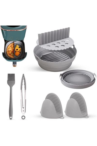 GYLTR Set Of 5 Accessories For The Air Fryer, Silicone, Gray