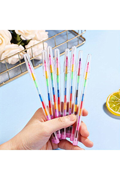 BES Çok Renkli Bloklu Renkli 2 Adet kalem, değiştirilebilir 11 renkli kuru ka...