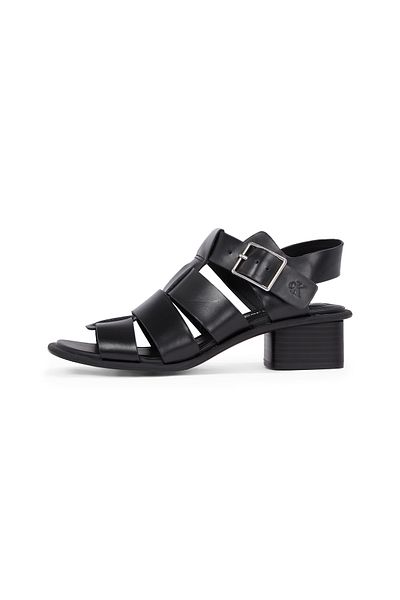 Calvin Klein Women Triple Black Square Mg Buckle Heel Sandal